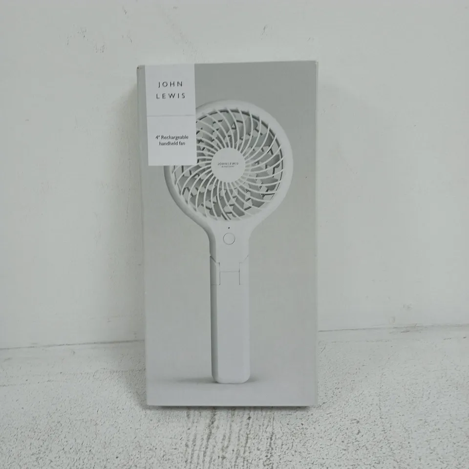 JOHN LEWIS 4" RECHARGEABLE HANDHELD FAN