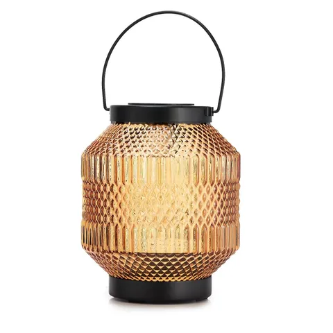 GARDEN REFLECTIONS COLOURED GLASS SOLAR LAMP WITH HANDLE