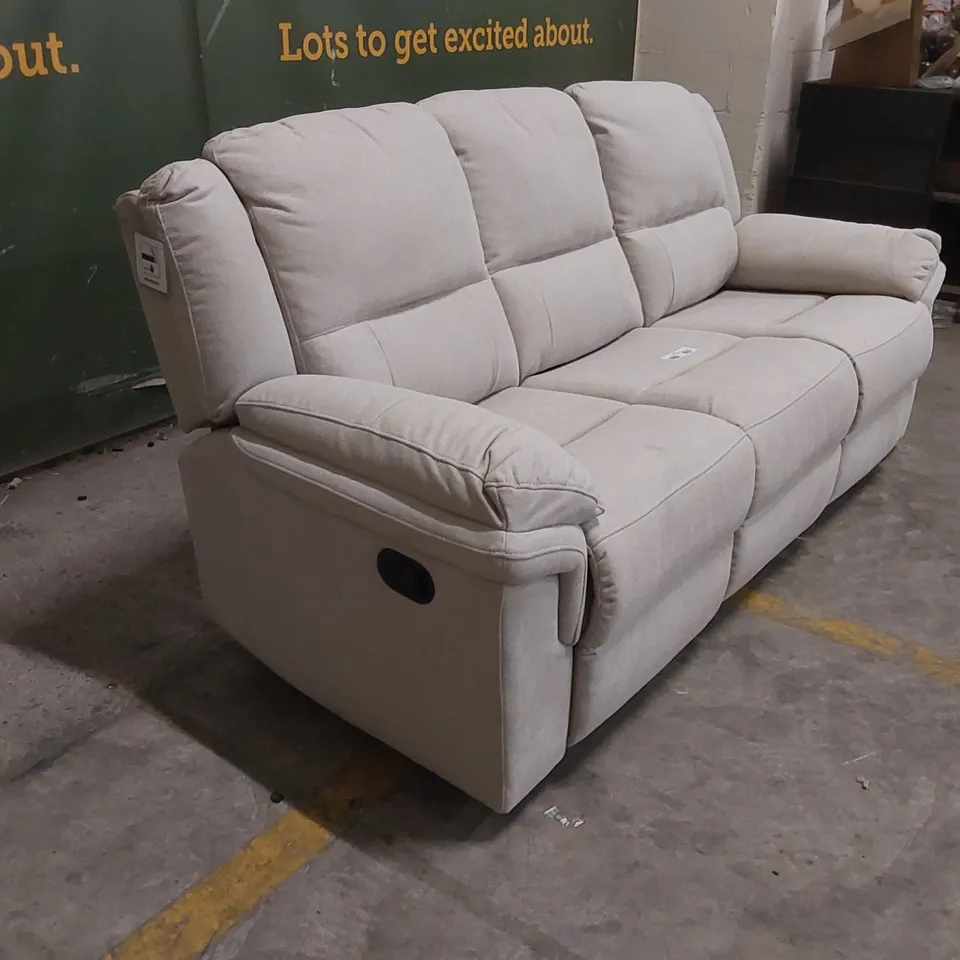 ALBINO FABRIC 3 SEATER MANUAL RECLINER SOFA - LIGHT GREY