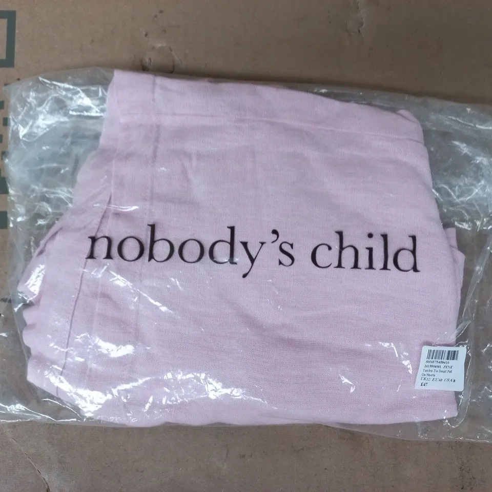 BAGGED NOBODY'S CHILD TUNDRA TIE DETAIL PULL ON SHORTS IN PINK SIZE UK 12