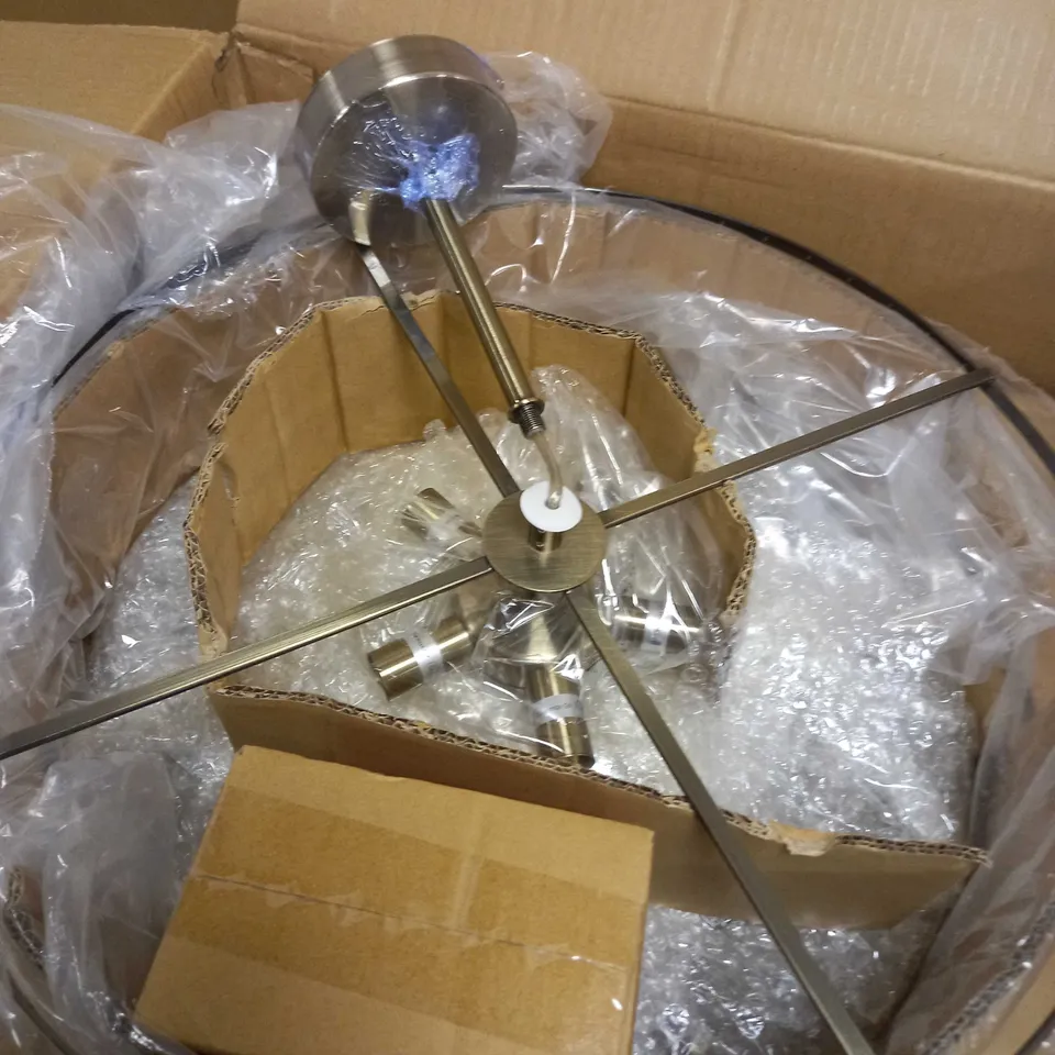 LAURA ASHLEY VIENNA 5LT SEMI FLUSH - ANTIQUE BRASS, CUT CRYSTAL