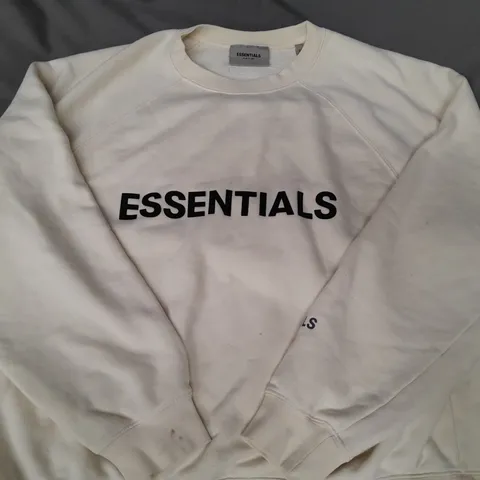 ESSENTIALS LONG SLEEVE JUMPER IN CREAM SIZE SMALL