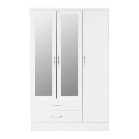 BOXED NEVADA 3 DOOR 2 DRAWER WARDROBE WHITE GLOSS (3 BOXES)