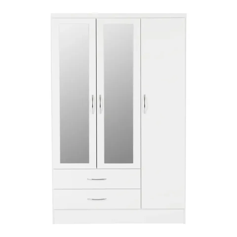 BOXED NEVADA 3 DOOR 2 DRAWER WARDROBE WHITE GLOSS (3 BOXES)