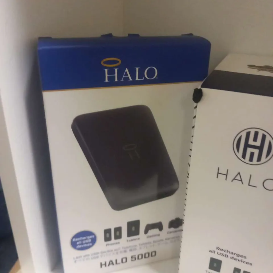 BOXED HALO BOLT AIR 58830 W/ CAR JUMP STARTER, AIR PUMP & 5K MAH PORTABLE CHARGER
