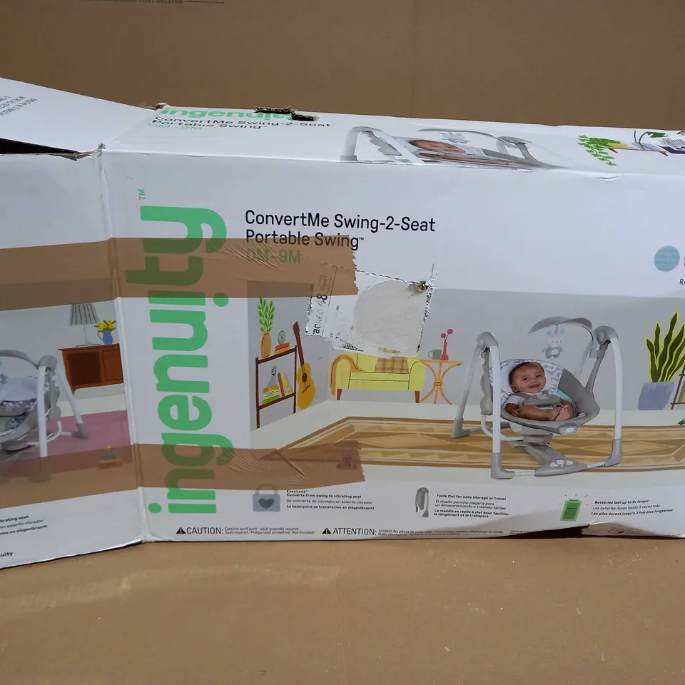 BOXED INGENUITY BABY SWING -2- SEAT PORTABLE SWING - AGE 0/9 MONTHS
