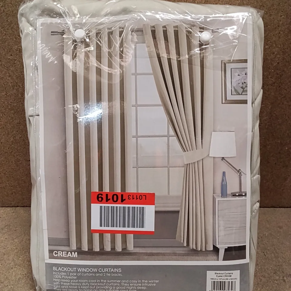 BAGGED BLACKOUT CURTAINS 66" X 54" - EYELET CREAM 