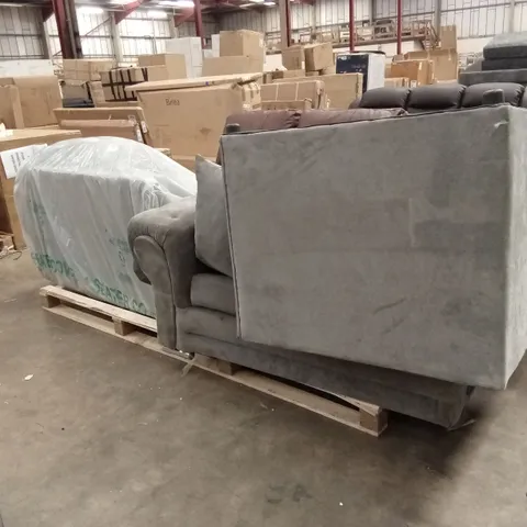 DESIGNER DAMAGED GREY FABRIC CORNER SOFA