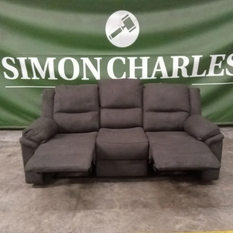 ALBION FABRIC 3 SEATER HIGH BACK MANUAL RECLINER SOFA - CHARCOAL RRP £749