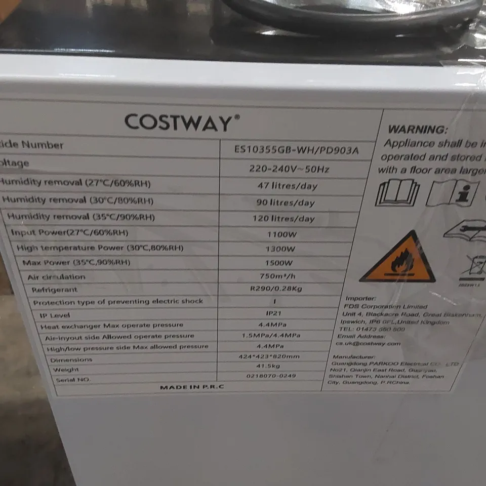 COSTWAY COMMERCIAL 120L DEHUMIDIFIER