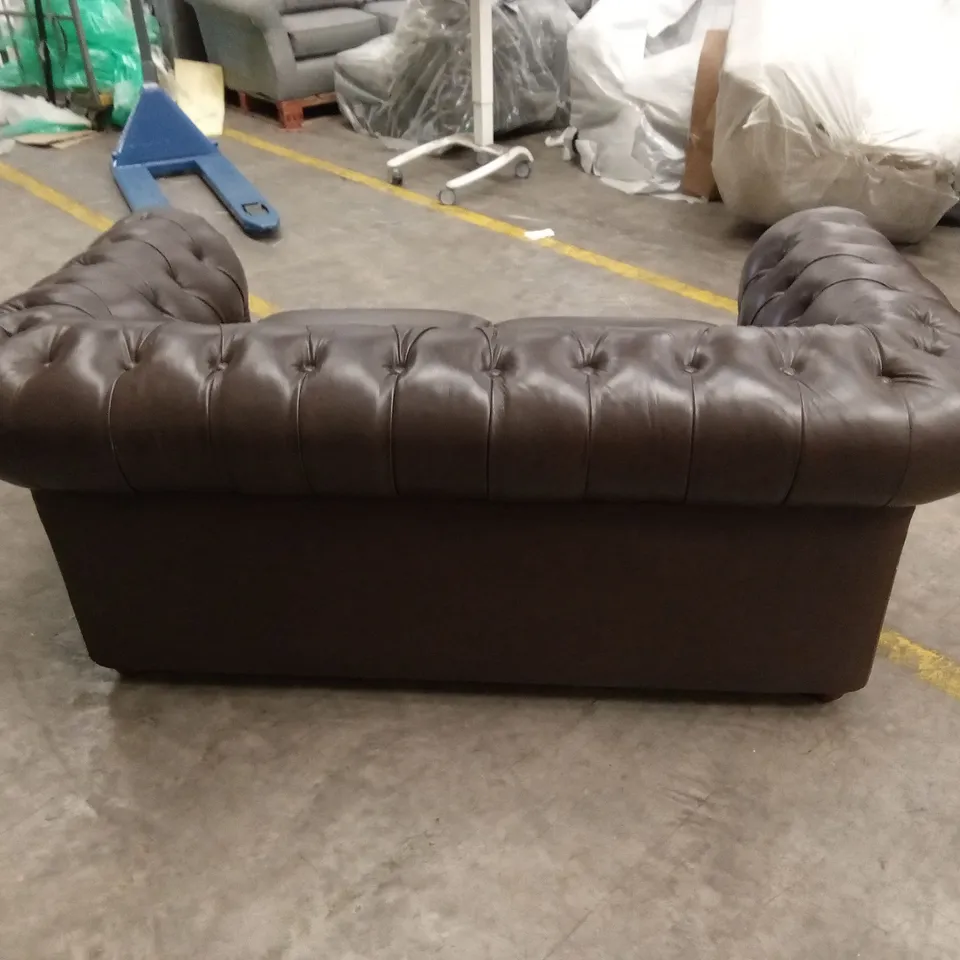BAKERFIELD 2 SEATER LEATHER/FAUX LEATHER SOFA - CHOCOLATE RRP £899