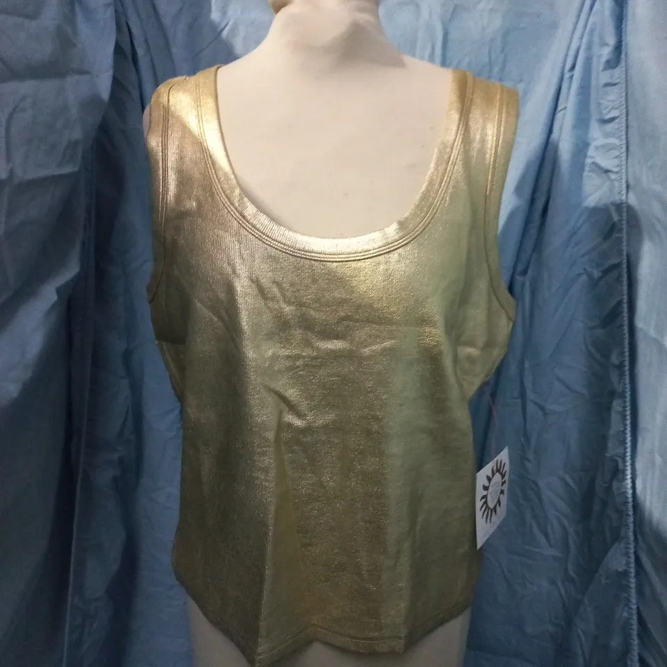 NEVER FULLY DRESSED GOLD METALLIC SCOOP NECK TANK TOP – XL (GD)