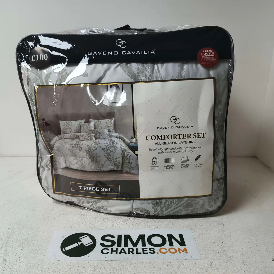 GAVENO CAVAILIA COMFORTER SET – 7 PIECE ALL-SEASON, GREY DAMASK