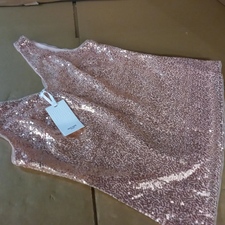 GRACE KARIN NUDE SEQUIN TANK TOP - M