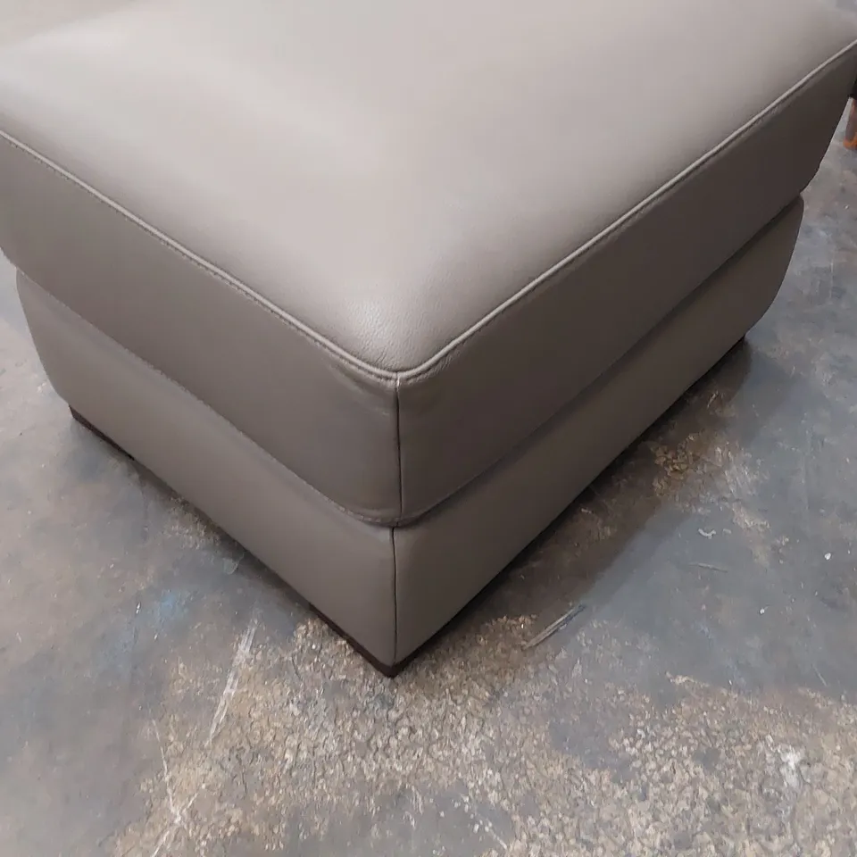 QUALITY ITALIAN DESIGNER VIRGILIO FOOTSTOOL MUD GREY LEATHER