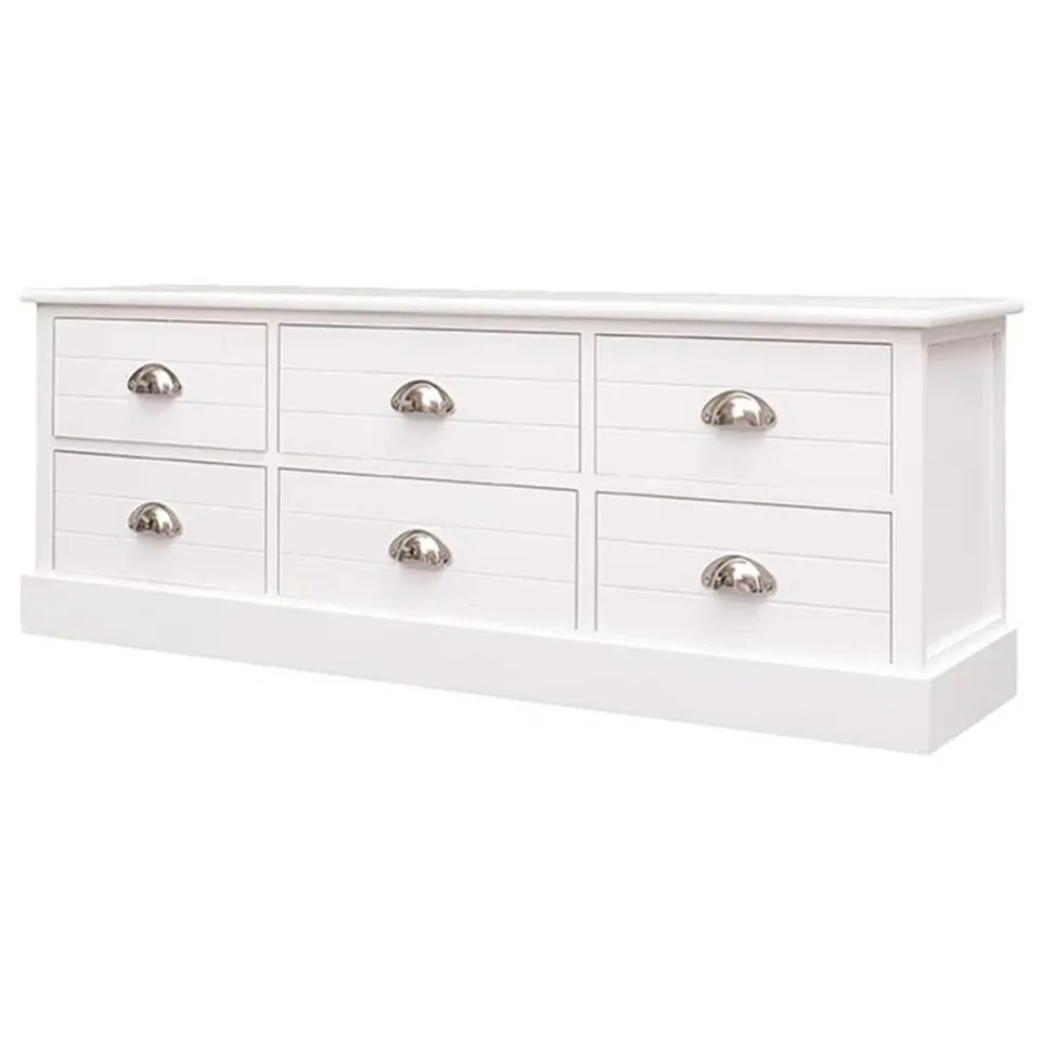 BOXED HOUSE OF HAMPTON TV CABINET WHITS 108 X 30 X 40cm SOLID WOOD PAULOWNIA - WHITE (1 BOX)