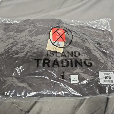 ISLAND TRADING BORG LINED HOODIE CHARCOAL SIZE L