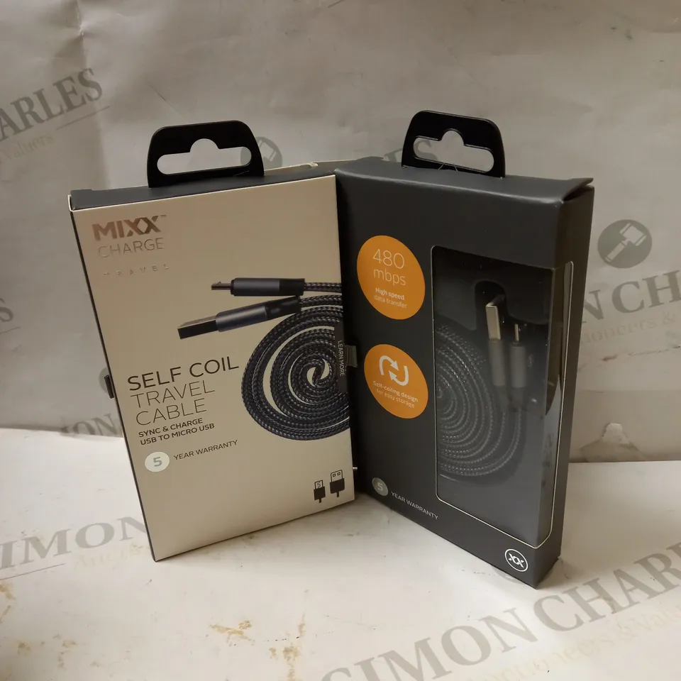 LOT OF APPROX 20 MIXX CHARGE TRAVEL SELF COIL CABLES - USE TO MICRO USB	