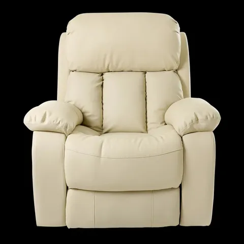 BOXED ELECTRIC LEATHER & FABRIC RECLINER CHAIR - CREAM (1 BOX)