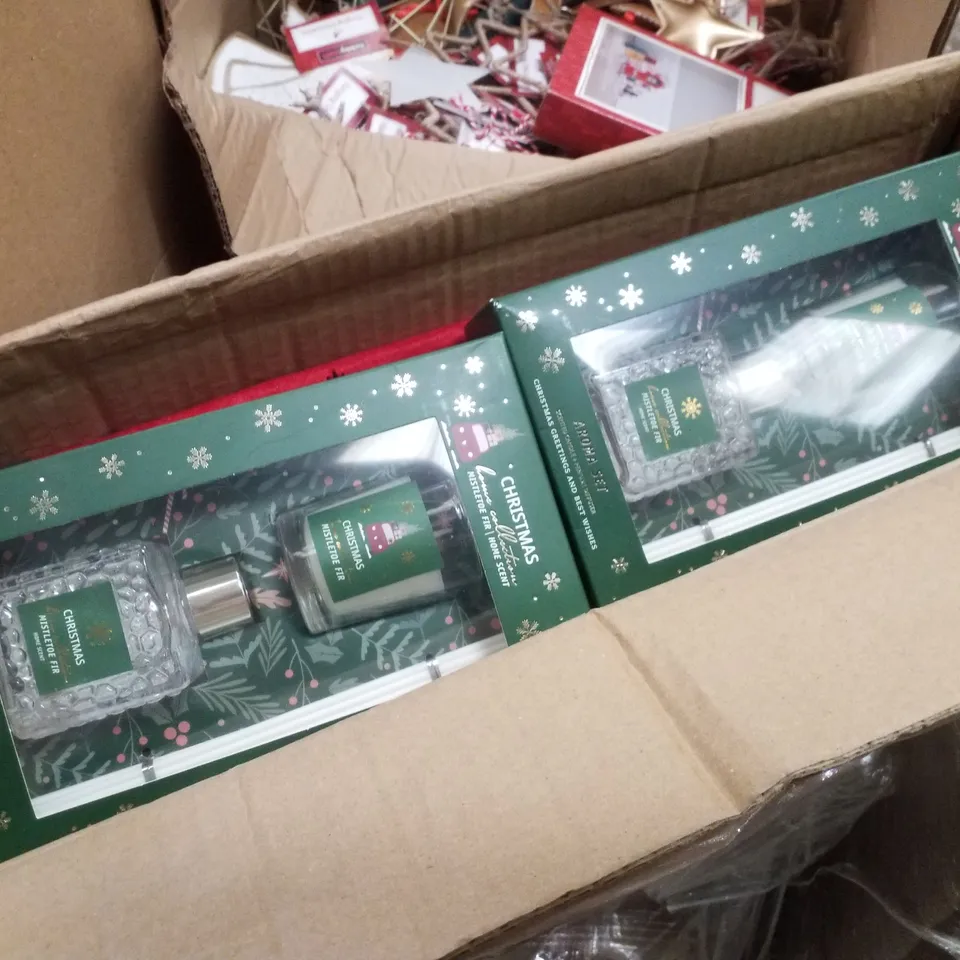 PALLET CONTAINING ASSORTED CHRISTMAS PRODUCTS & DECORATIONS INCLUDING POP UP ADVENT CALENDAR, CHRISTMAS AROMA SET, ELF DOOR KIT & HANGING DECORATIONS