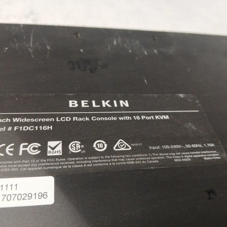 BELKIN 19-INCH WIDESCREEN LCD RACK CONSOLE WITH 16-PORT KVM – MODEL F1DC116H