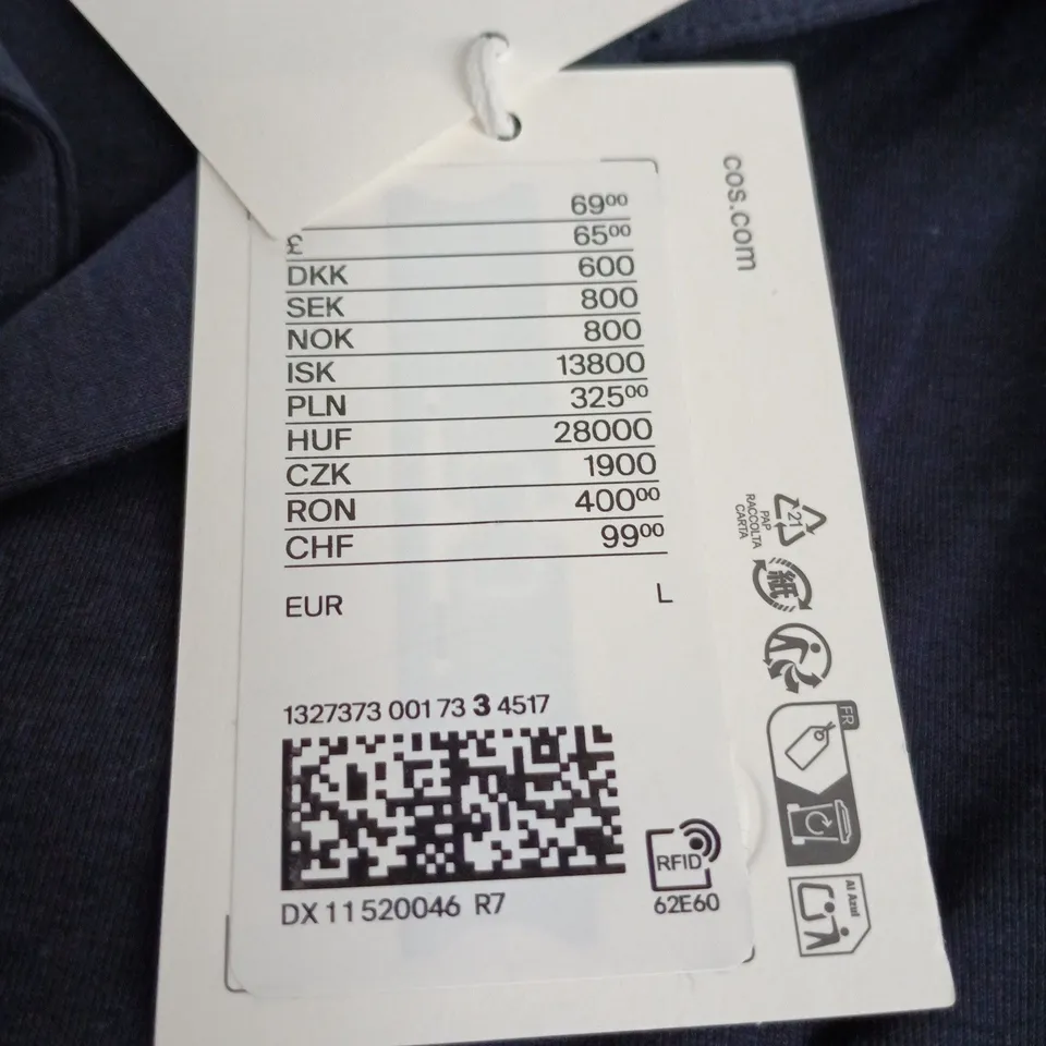 COS DARK NAVY SHIRT – UK LARGE (EU L), SHORT-SLEEVE BUTTON-FRONT