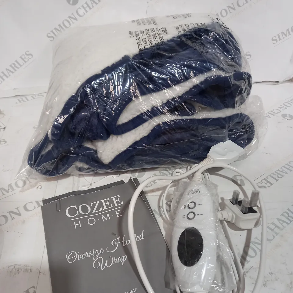COZEE HOME OVERSIZED HEATED WRAP IN NAVY