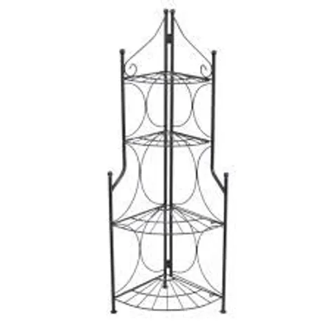 BOXED 4 TIER FOLDABLE METAL GARDEN FLOWER PLANT STAND DISPLAY SHELF