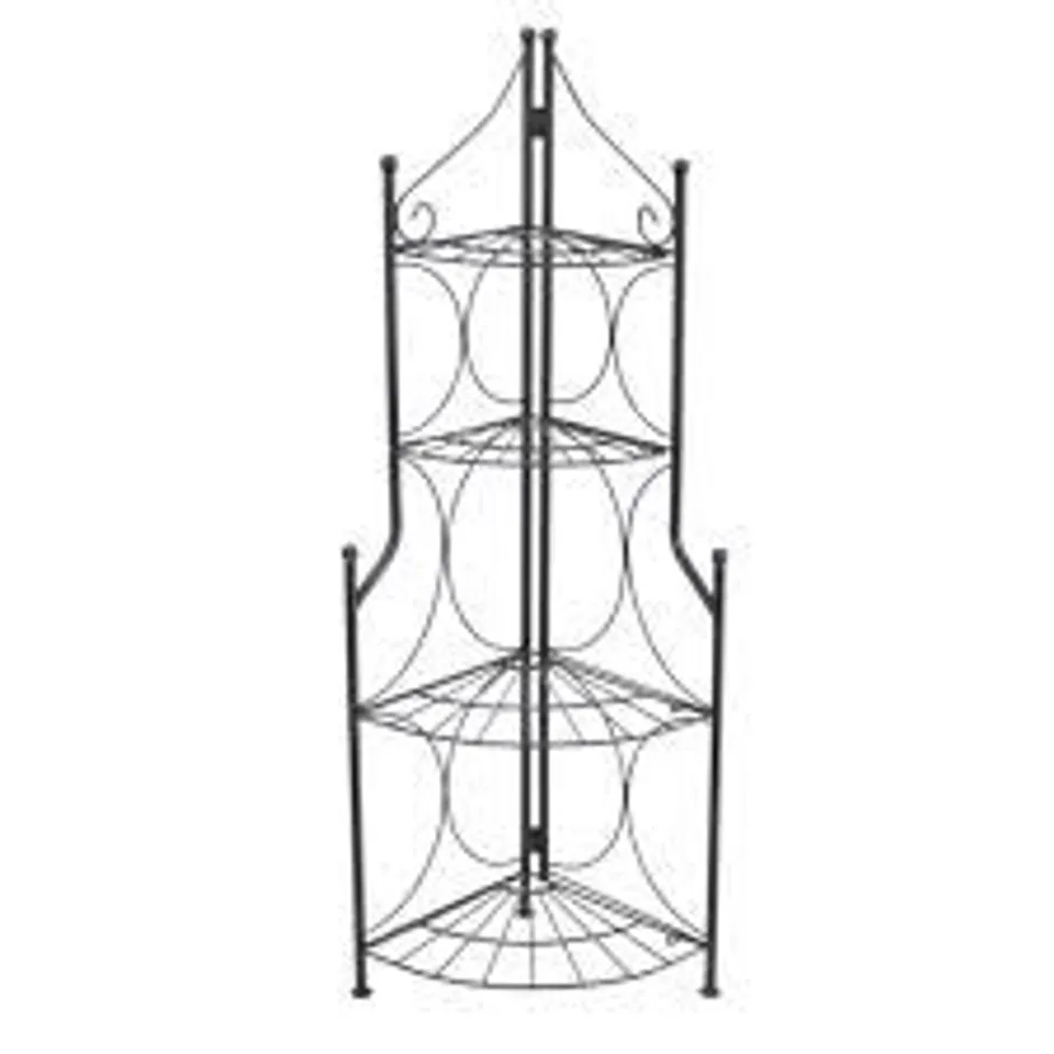 BOXED 4 TIER FOLDABLE METAL GARDEN FLOWER PLANT STAND DISPLAY SHELF