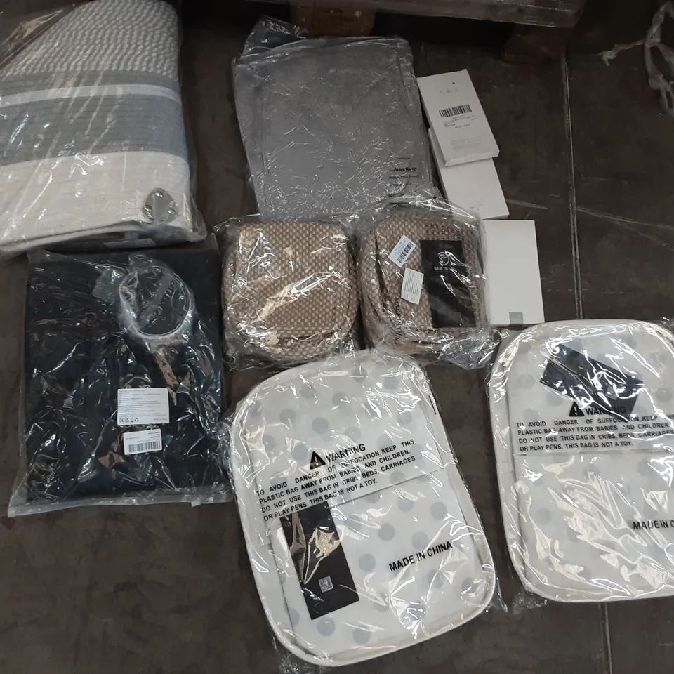PALLET OF ASSORTED PRODUCTS TO INCLUDE MAGNETIC SCREEN DOOR, DIY CANDLE KIT, DEZENE PREMIUM THROW PILLOW CASE, EGG SEPARATORS, AROYI MOBILE PHONE CASE, HEX SHANK BOLT EXTRACTOR 