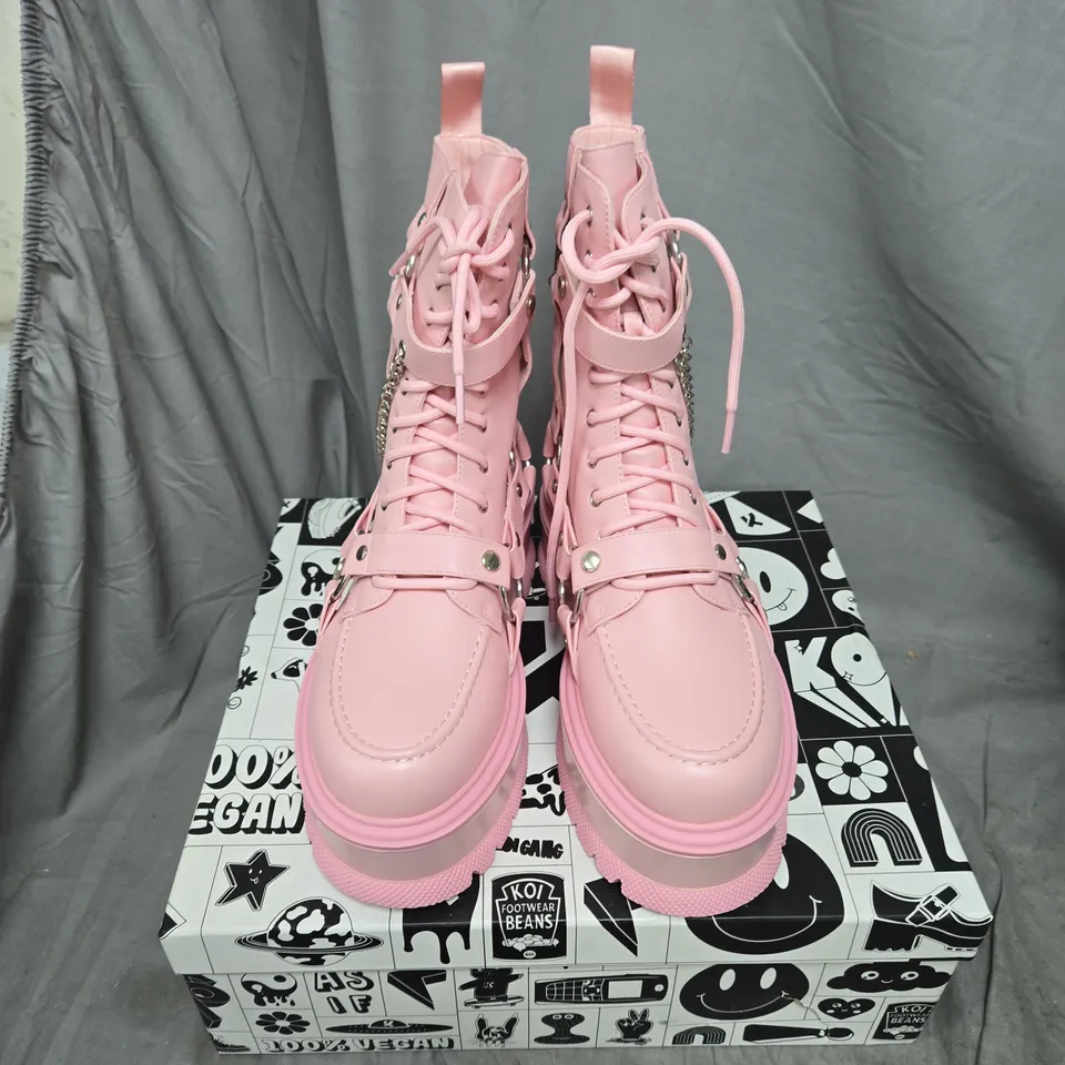 BOXED KOI YAMI PASTEL PINK PLATFORM BOOTS - UK6