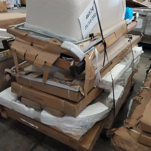 PALLET OF ASSORTED ITEMS INCLUDING, BATHS AND ASSORTED SHOWER SCREENS