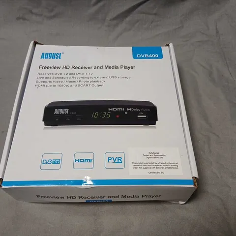 AUGUST DVB400 FREEVIEW HD RECEIVER AND MEDIA PLAYER – SET-TOP BOX