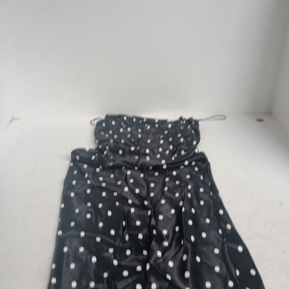 NOBODY'S CHILD PIA SPOT MIDI DRESS - BLACK WITH WHITE POLKA DOTS (UK 12 / EU 40 / USA 8)