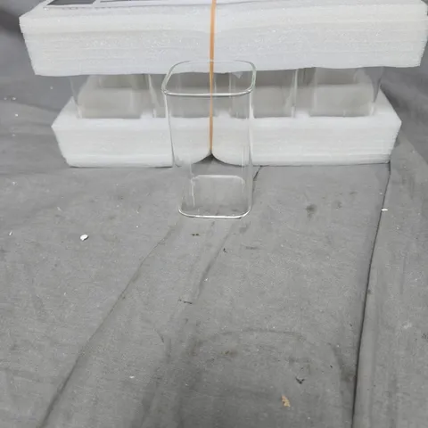 12 X CLEAR GLASS TALL RECTANGULAR TUMBLERS