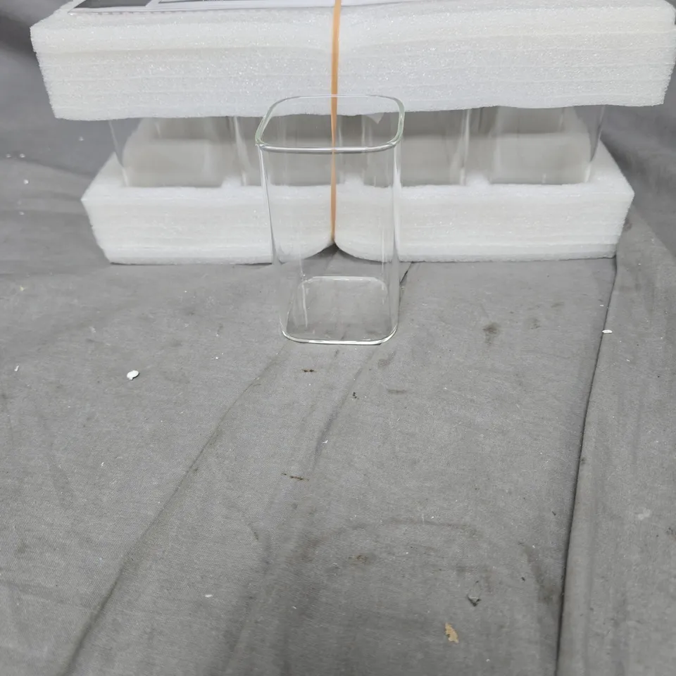 12 X CLEAR GLASS TALL RECTANGULAR TUMBLERS