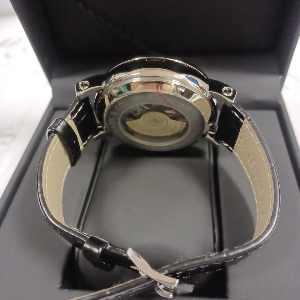 ZIHLMANN & CO AUTOMATIC MOONPHASE DIAL BLACK LEATHER STRAP WRISTWATCH 