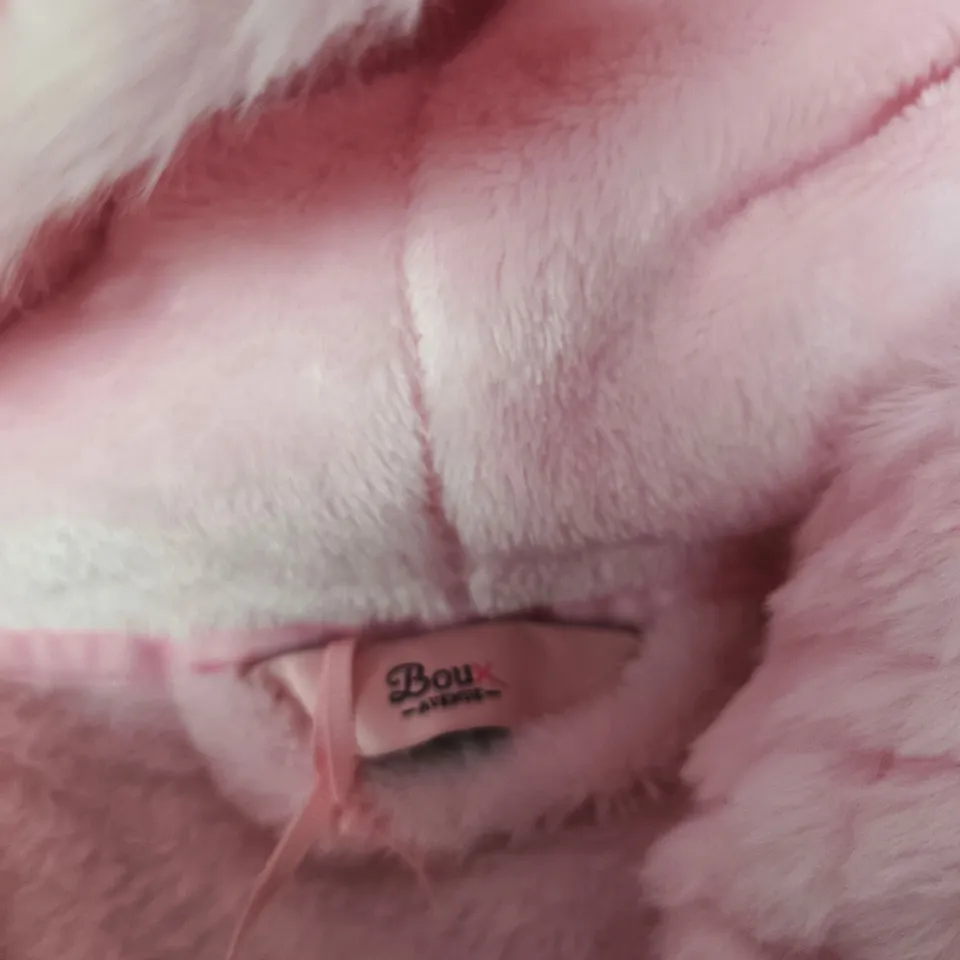 BOUX AVENUE CANDY PINK FUR TRIM MIDI DRESSING GOWN – UK SIZE S