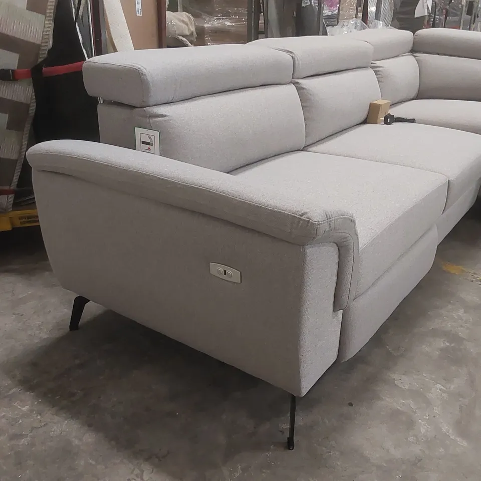 QUALITY DESIGNER FABRIC UPHOLSTERED ELECTRIC RECLINER CORNER SOFA WITH STORAGE