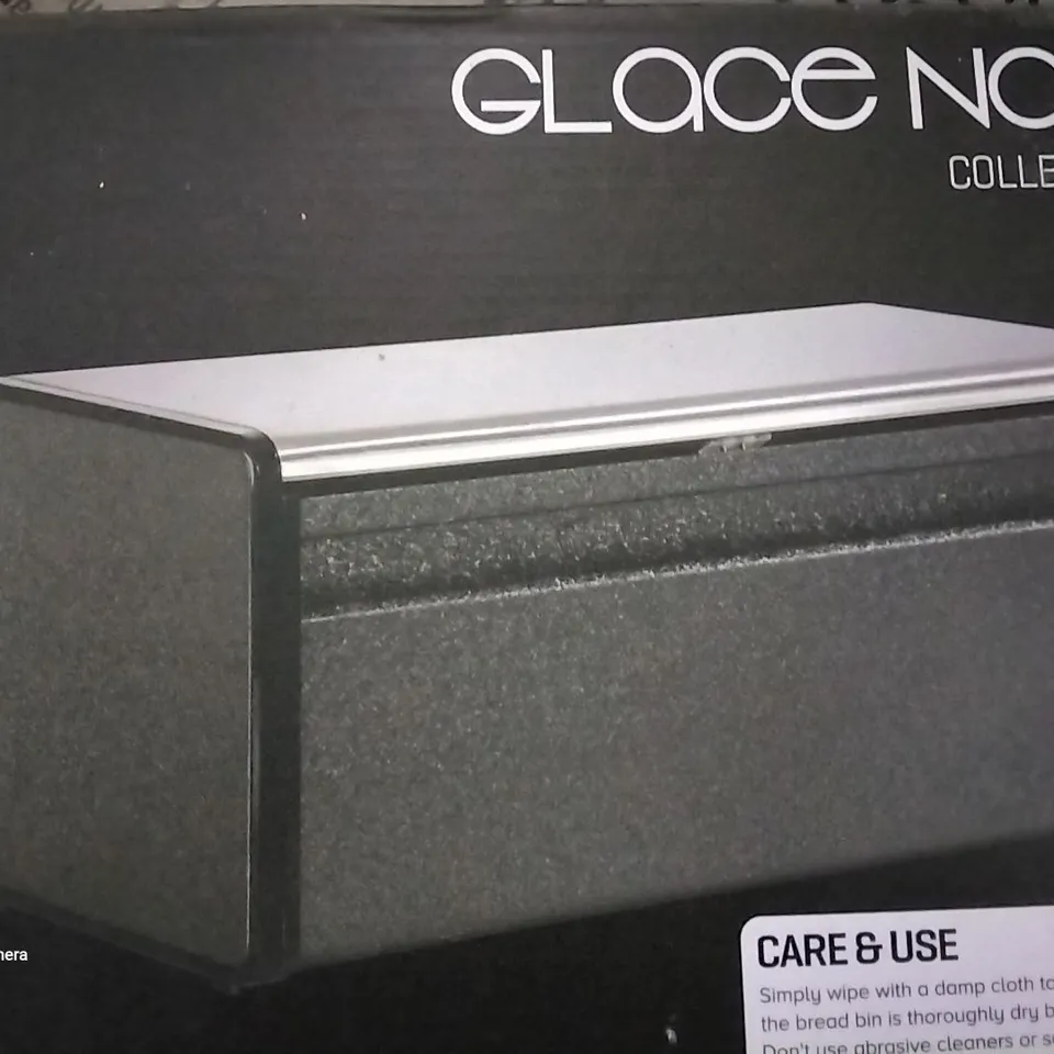 BOXED DAEWOO GLACE NOIR STAINLESS STEEL BREAD BIN