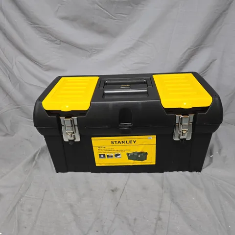 STANLEY TOOLBOX – BLACK PLASTIC CASE WITH YELLOW TOP PANELS