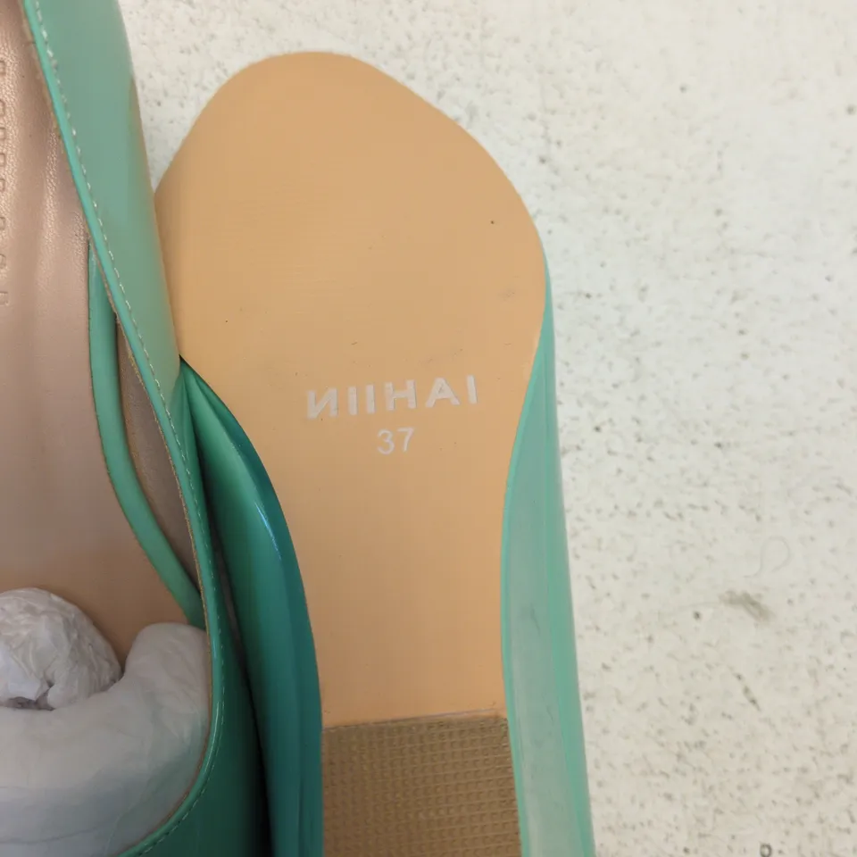 NIHAI GREEN PATENT LEATHER PEEP-TOE WEDGE SHOES – UK 4.5 (EU 37)