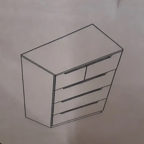 BOXED LARSON 5 DRAWER CHEST IN WHITE - H91.6 X W76 X D41 CM ( 2 BOXES )
