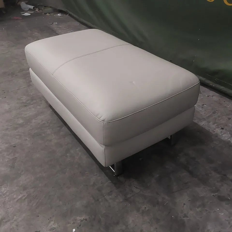 QUALITY DESIGNER ITALIAN MADE LEATHER FOOTSTOOL IN CAPPUCCINO