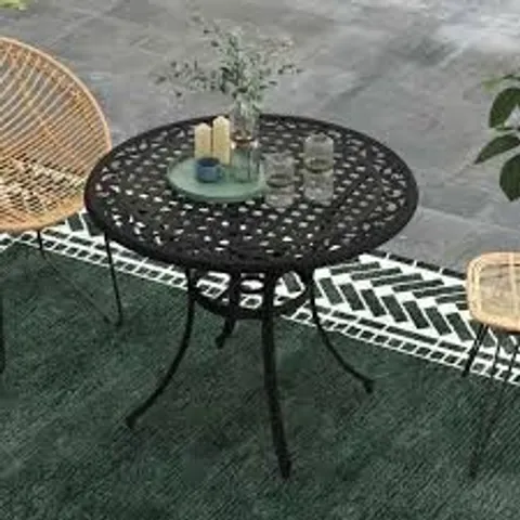 BOXED OUTSUNNY ROUND BISTRO TABLE WITH PARASOL HOLE - BLACK