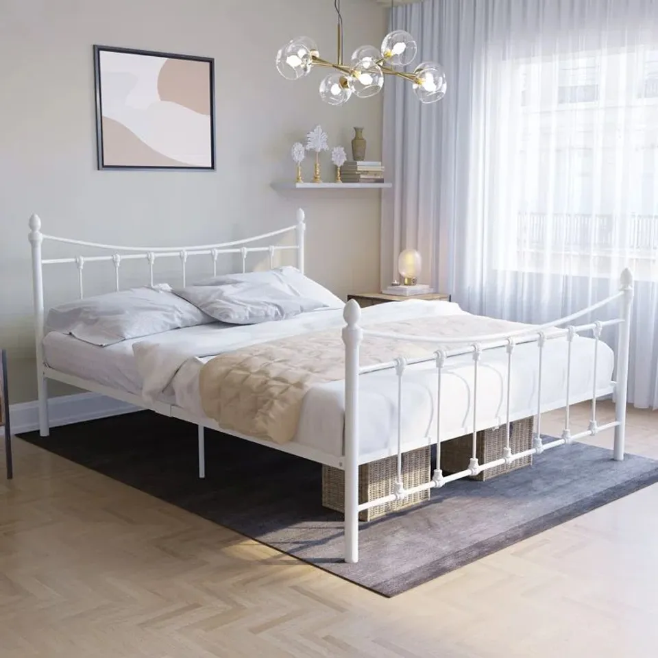 BOXED LATRELL BED FRAME IN WHITE // SIZE: SMALL DOUBLE (1 BOX)