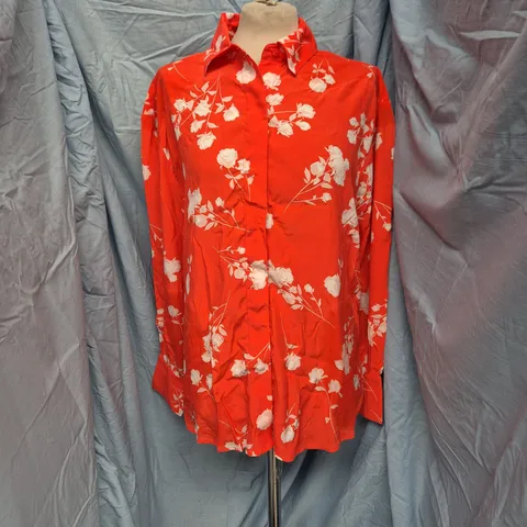 FRENCH CONNECTION ALESSANDRA DELPHINE LS SHIRT – CAYENNE RED/WHITE, UK SIZE L