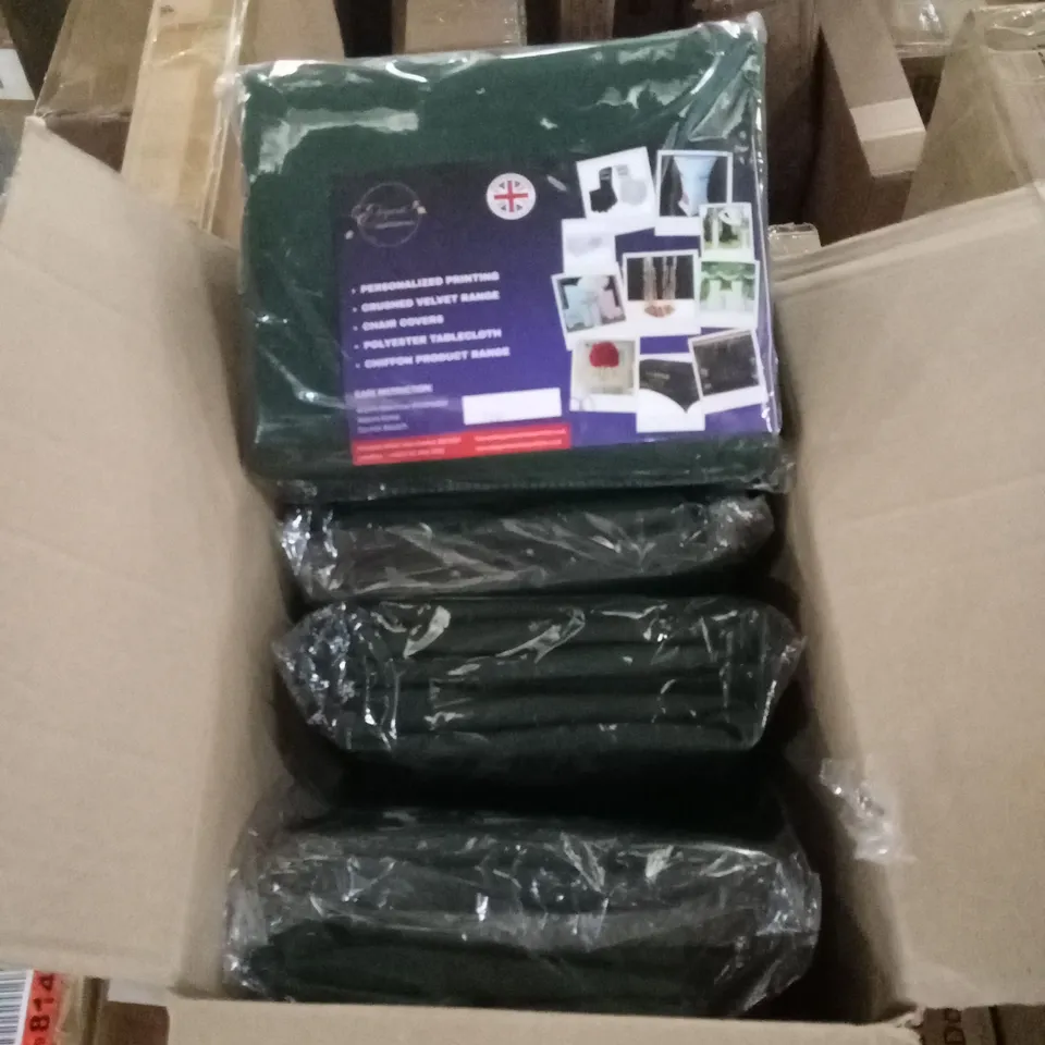 BOXED JADE GREEN POLYESTER TABLECLOTH SET - 5 PIECES