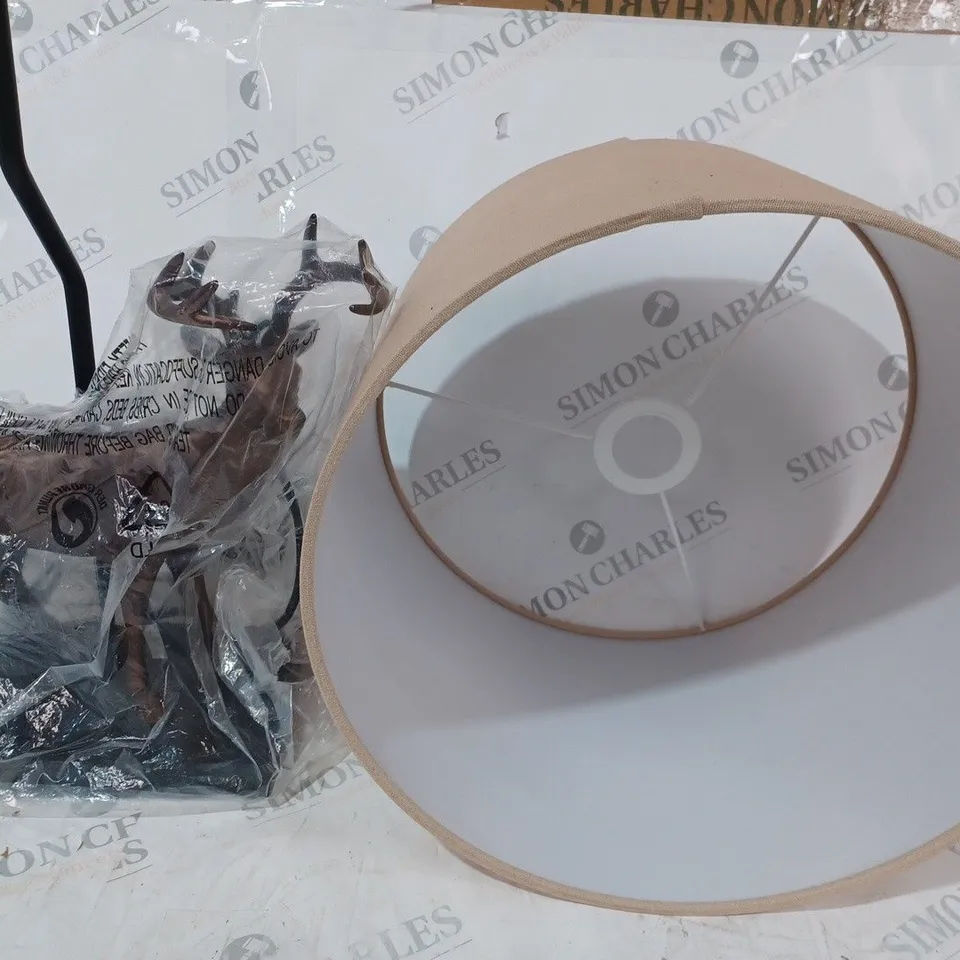 BOXED ALISON CORK ANIMAL TABLE LAMP - BRASS STAG