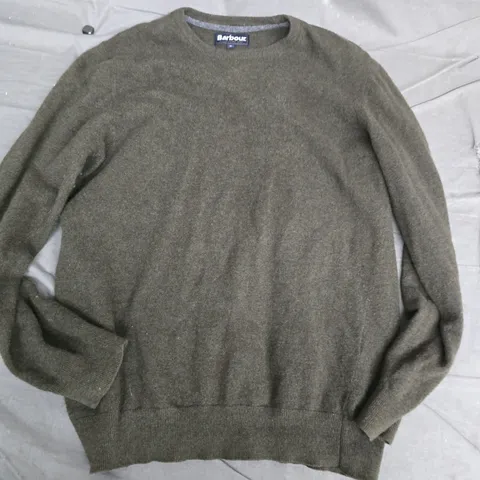 BARBOUR OLIVE GREEN KNIT JUMPER – MEN'S XL